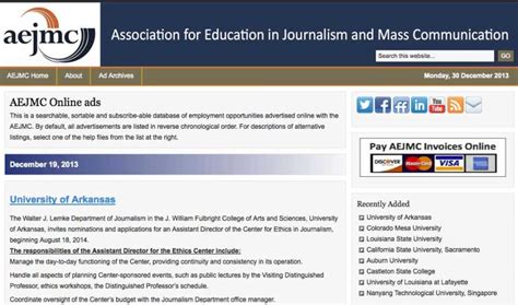 Aejmc jobs. OF AEJMC: AEJMAC-L@LISTS.OU.EDU: LISTSERV Archives: AEJMAC-L Home: Log In: Register: Subscribe or Unsubscribe: Search Archives: AEJMAC is a discussion group established for members of the Minorities and Communication Divison of the Association for Education in Journalism and Mass Communication. Information about issues related to people of ... 