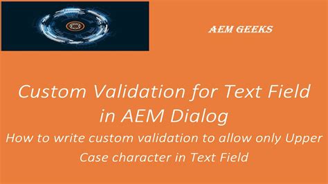 Aem content validation.  In this tutorial, I explain how to write custom validator for Text...