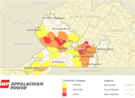 50-1,000. > 1,000. Multiple. Service area. Estimated restoration times marked with an asterisk (*) are based on an entire area. More accurate estimate are made after a crew arrives to evaluate specific situations. The outage map may show that we are reassessing because an outage requires specialized crews and equipment.