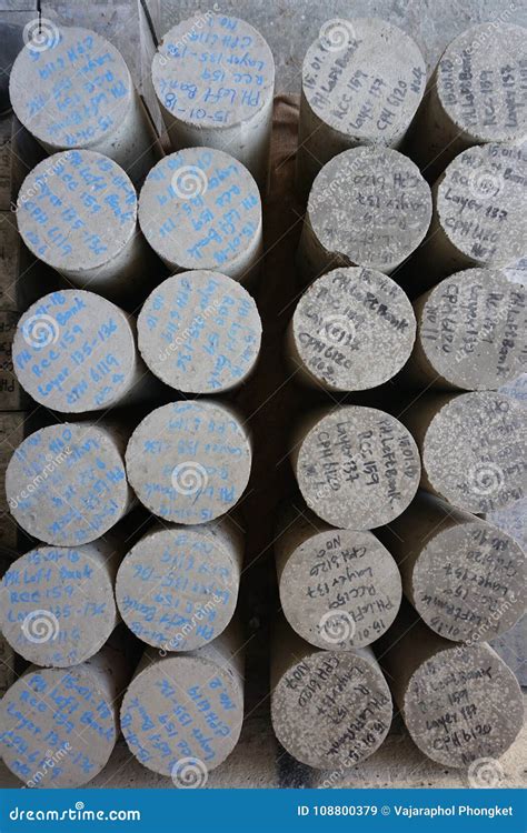 Aerial View of Cylinder Concrete Samples for Compressive Strength Test