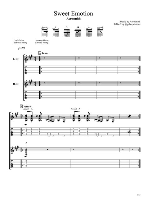 Aerosmith - Sweet Emotion Chords - Gitagram