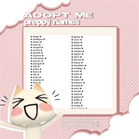 Aesthetic adopt me pet names. Find the perfect preppy pet name for your Adopt Me companion. Choose from a list of unique and adorable names that will make your pet stand out in the game. Start building a stylish and sophisticated pet collection today! 