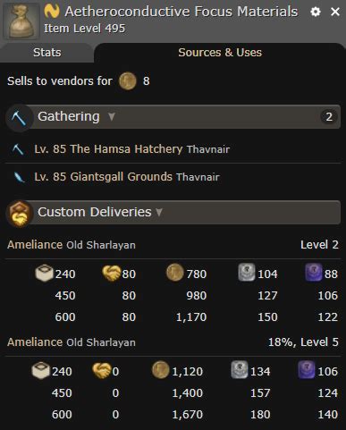 Aetheroconductive focus materials ffxiv. Here's everything you need to know about Custom Deliveries in FFXIV, including how to complete them and how to unlock every NPC. TheGamer. Newsletter. ... Aetheroconductive Focus. Aetheroconductive Focus Materials. Seedtoad. 3. Luncheon Coffer. Luncheon Coffer Materials. Auroral Clam. 4. Aetheroconductive Mammet. … 