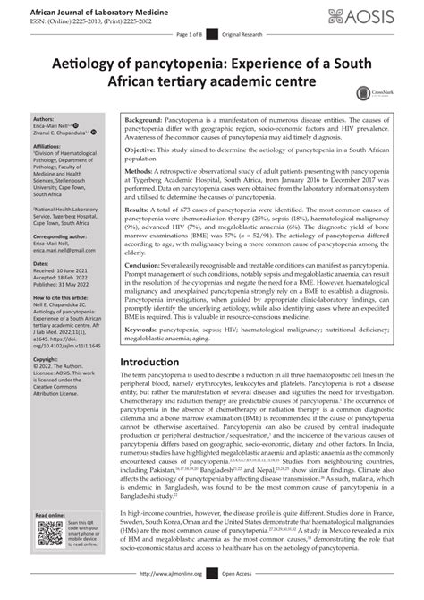 Aetiology of pancytopenia: Experience of a South African tertiary ...