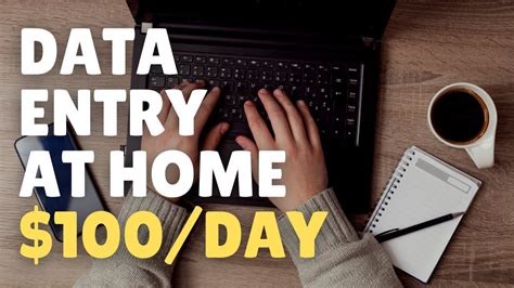 The estimated total pay for a Data Entry Work From Home is $42,856 per year in the United States area, with an average salary of $39,612 per year. These numbers represent the median, which is the midpoint of the ranges from our proprietary Total Pay Estimate model and based on salaries collected from our users.