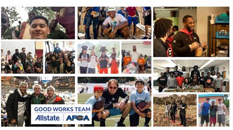 Jul 16, 2019 · NORTHBROOK, Ill., July 16, 2019 /PRNewswire/ -- Allstate and the American Football Coaches Association (AFCA) today announced the list of nominees for the 2019 Allstate AFCA Good Works Team ®, an ... . 