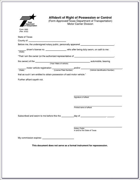 Affidavit Form For Oci