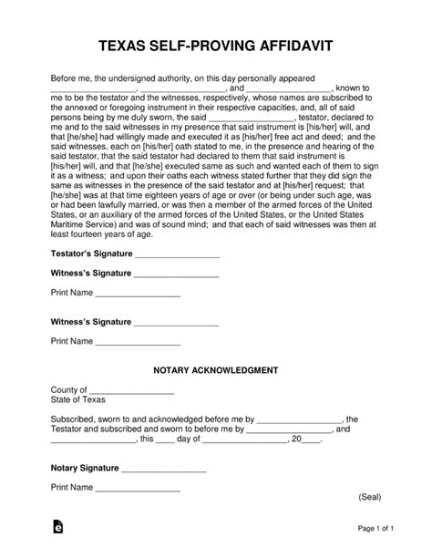 Affidavit Form Texas Pdf Universal Network