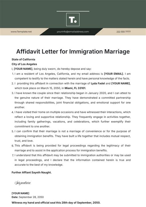 Affidavit Letter For Immigration Marriage Example