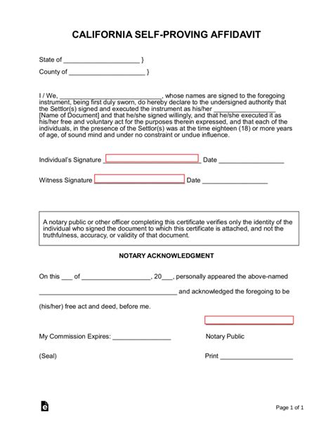 Affidavit Notary Form California