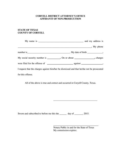 Affidavit Of Non Prosecution Domestic Violence Form Texas Pdf FORM
