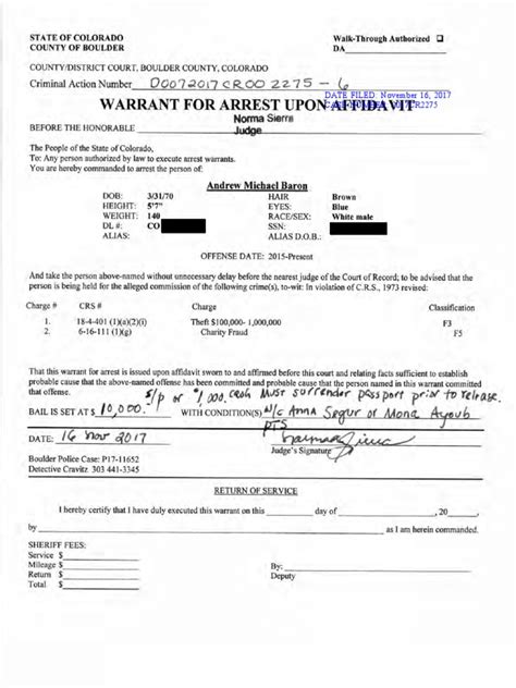 Affidavit for Arrest Warrant