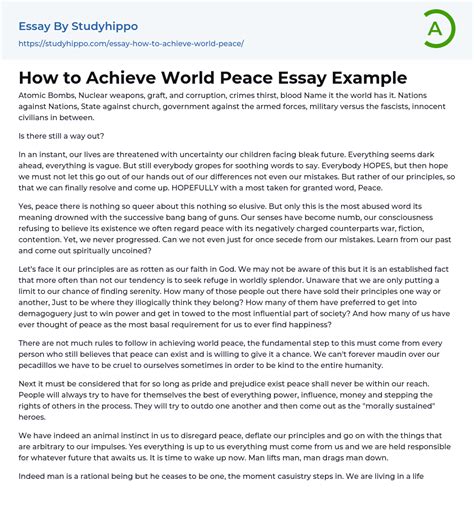 Affidavit for Peace Essay