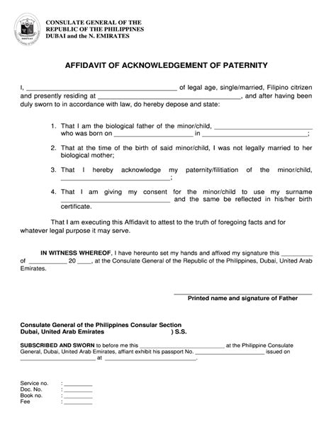 Affidavit of Acknowledgment Blank