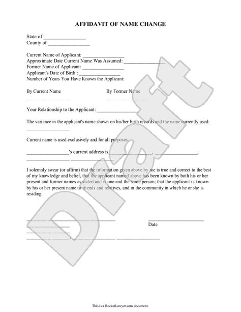 Affidavit of Change of Name