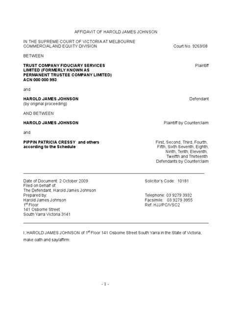 Affidavit of Harold James Johnson 20090921 LSC Costs Exhibits