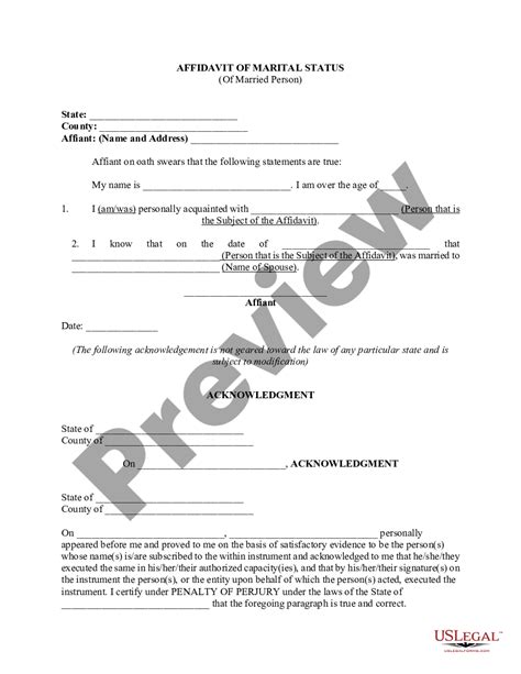 Affidavit of Marital Status Form Fill Out and Sign Printable PDF