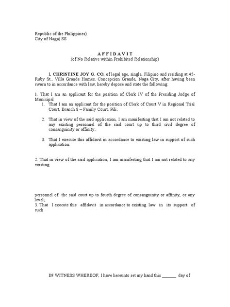 Affidavit of No Relatives PDF