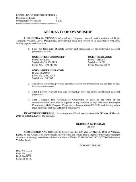 Affidavit of ownership GLICERIA TUNDAG docx