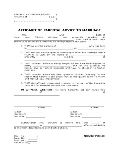 Affidavit of parental advice on marriage docx