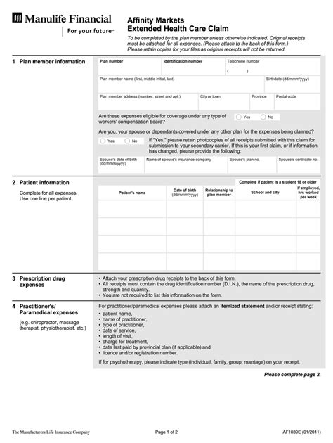 Affinity Markets Extended Health Care Claim Fill Out and Sign