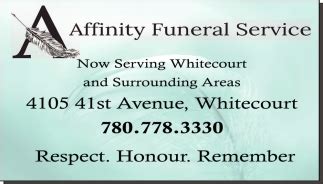 Affinity funeral service whitecourt. affinityfuneralservice.  The list is shown...