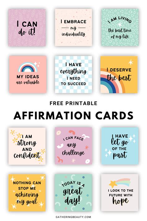 Affirmation Cards Printable