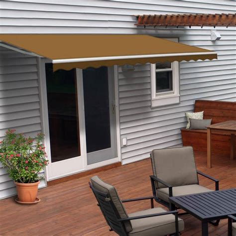 ALEKO. 144-in Wide x 120-in Projection x 10-in Height Metal Gray Solid Manual Retractable Patio Awning. ALEKO. 156-in Wide x 120-in Projection x 10-in Height Metal Sand Solid Manual Retractable Patio Awning. VEVOR. 118-in Wide x 118-in Projection x 71-in Height Fabric Beige Striped Manual Retractable Patio Awning. VEVOR.