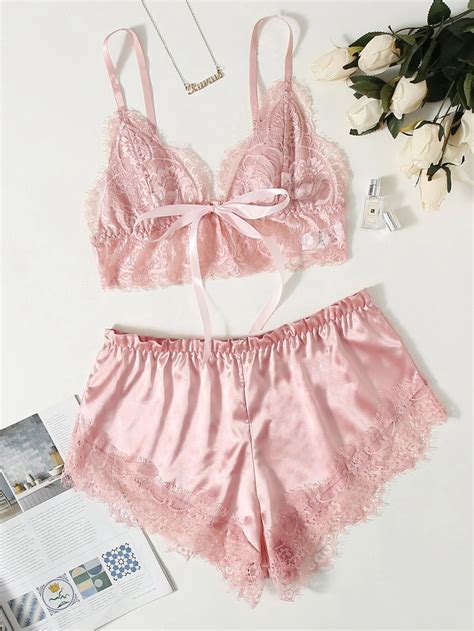 Affordable lingerie. LOFIR. Sexy Lingerie, LOFIR Sexy Lingerie for Women, Womens Summer Pajamas Pjs Sets of 4 Pcs with Floral Lace Top Shorts and Robe, Gift for Women, Pink, L. 88. Save with. Shipping, arrives in 2 days. Sponsored. $17.59. More options from $14.99. 