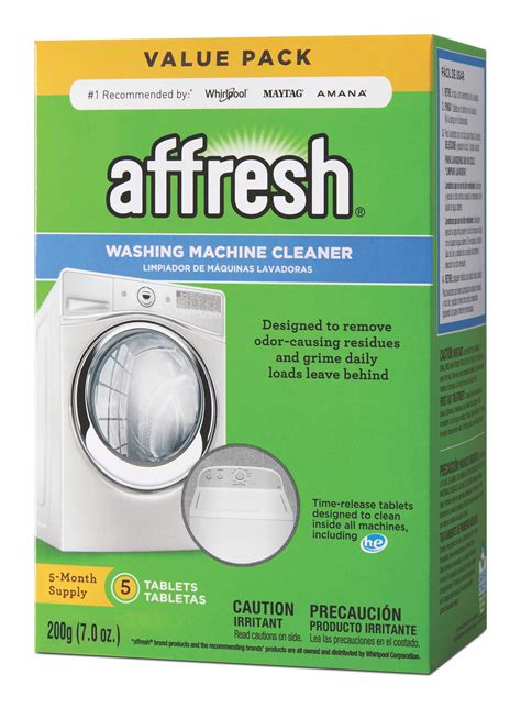 Affresh washer machine cleaner. Genuine Affresh W10501250 Washing Machine Cleaner, 6 Tablets. $19.20. $24.64. Affresh Washing Machine Cleaner, Cleans Front Load and Top Load Washers, Including HE, 6 Tablets. 1. $20.71. Affresh Washing Machine Cleaner, 6 Tablets 240g (8.4oz.), Cleans Front Load and Top Load Washers. 26. 