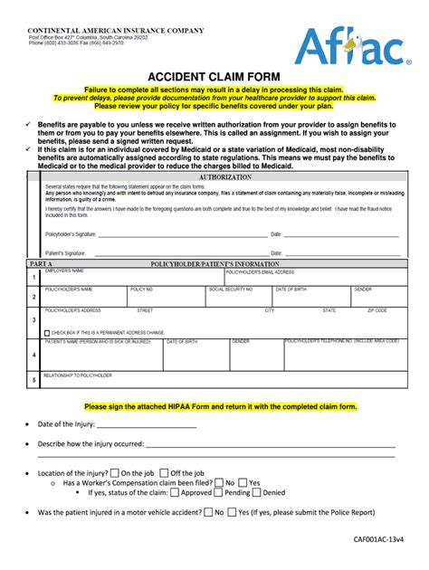 Aflac Claim Forms Printable