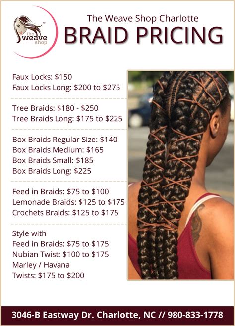 African Hair Braiding Price List