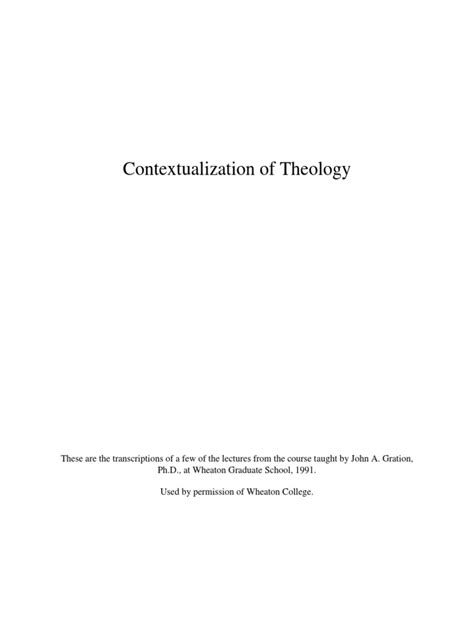African Theologies and the Contextualization of the Gospel