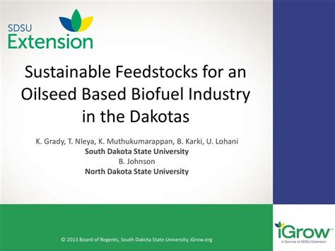 AgBiotechnology and Oilseeds NDSU-COE - North Dakota State …