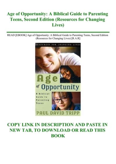 Age of opportunity a biblical guide to parenting teens second. - Chez victor hugo par un passant.