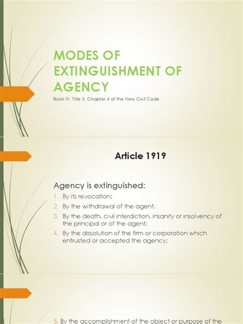Agency Obligations and Extinguishment