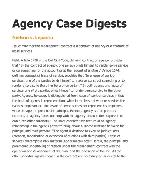 Agency case digests