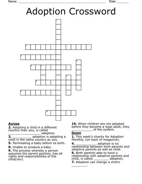 The Crossword Solver found 30 answers to "org that promotes adoption", 4 letters crossword clue. The Crossword Solver finds answers to classic crosswords and cryptic crossword puzzles. Enter the length or pattern for better results. Click the answer to find similar crossword clues. . 