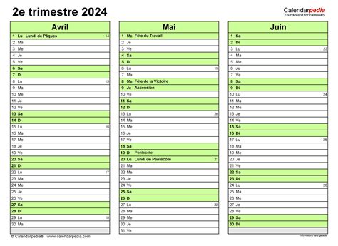 Agenda 2ème trimestre 2024