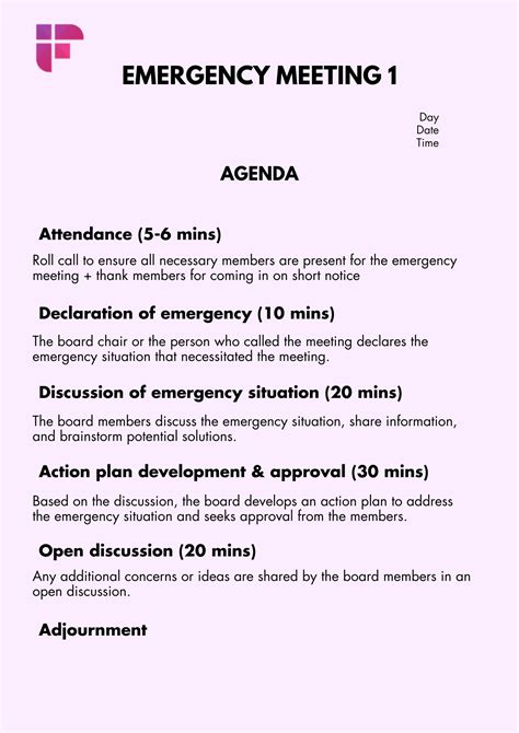 Agenda Emergency Meeting