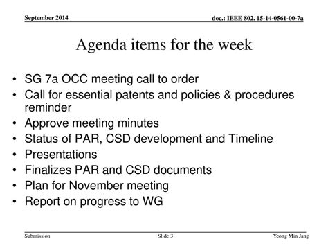 Agenda Items for 103rd OCC Meeting