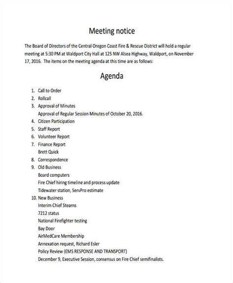 Agenda Special Meeting 05 02 16