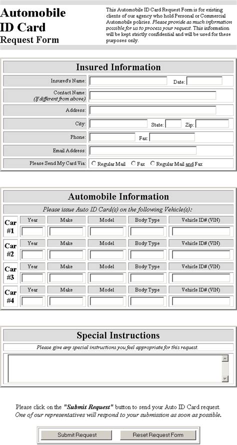 Agent Auto ID Card Request Form
