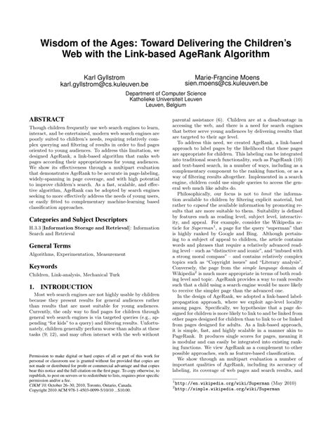 Agerank. Jan uary. The P ageRank Citation Ranking: Bringing Order to the W eb Jan uary 29, 1998 Abstract The imp ortance of a W eb page is an inheren tly sub jectiv e matter, whic h … 