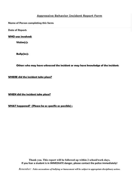 Aggressive Behavior Incident Report How to create an aggressive