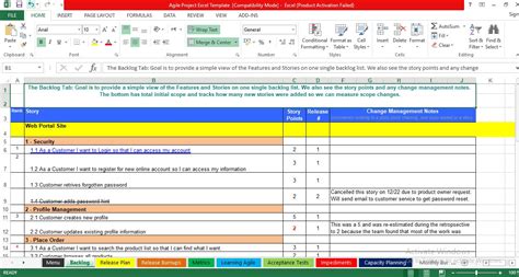 Agile Project Estimation Template Excel