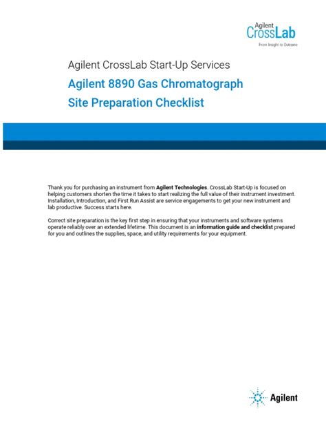 Agilent 8890 GC Site Preparation Checklist - Agilent …