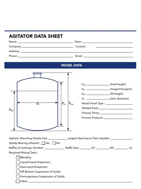 Agitator Data Sheet Form pdf