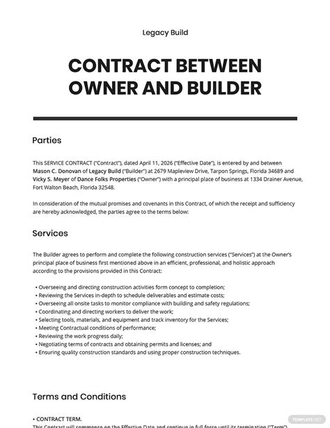 Agreement Between Builder and Artisan