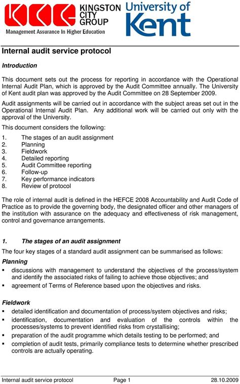 Agreement Paper for Internal Audit